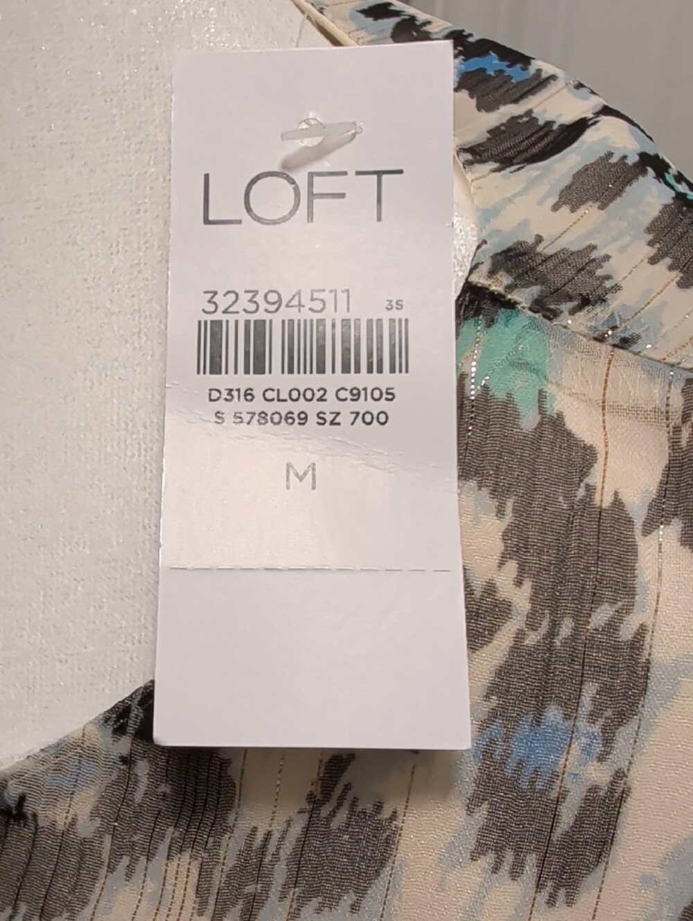 LOFT- Size M Ivory Leopard Print Tiered Long Sleeve Dress with Aqua Accents NWT - Picture 4 of 15